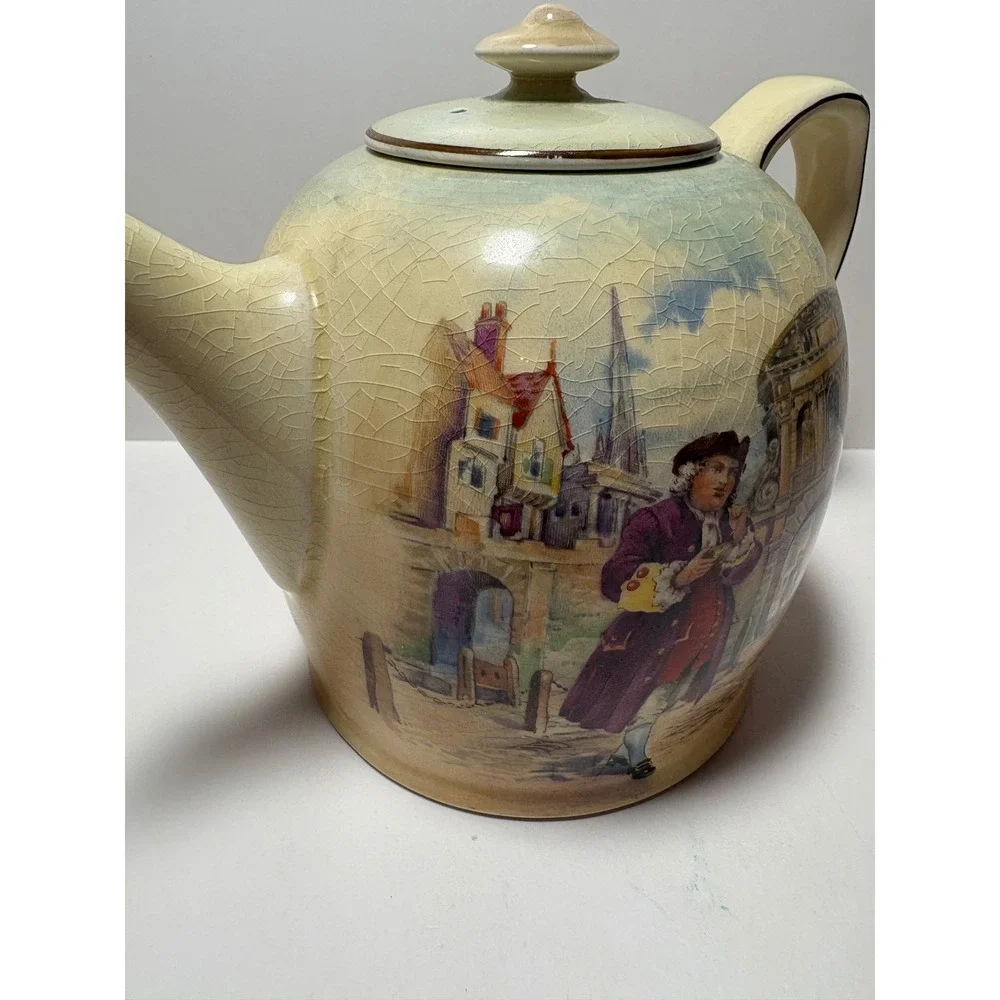 Vintage Temple Bar Historic England Teapot w Crackle Glaze Royal Doulton D5940